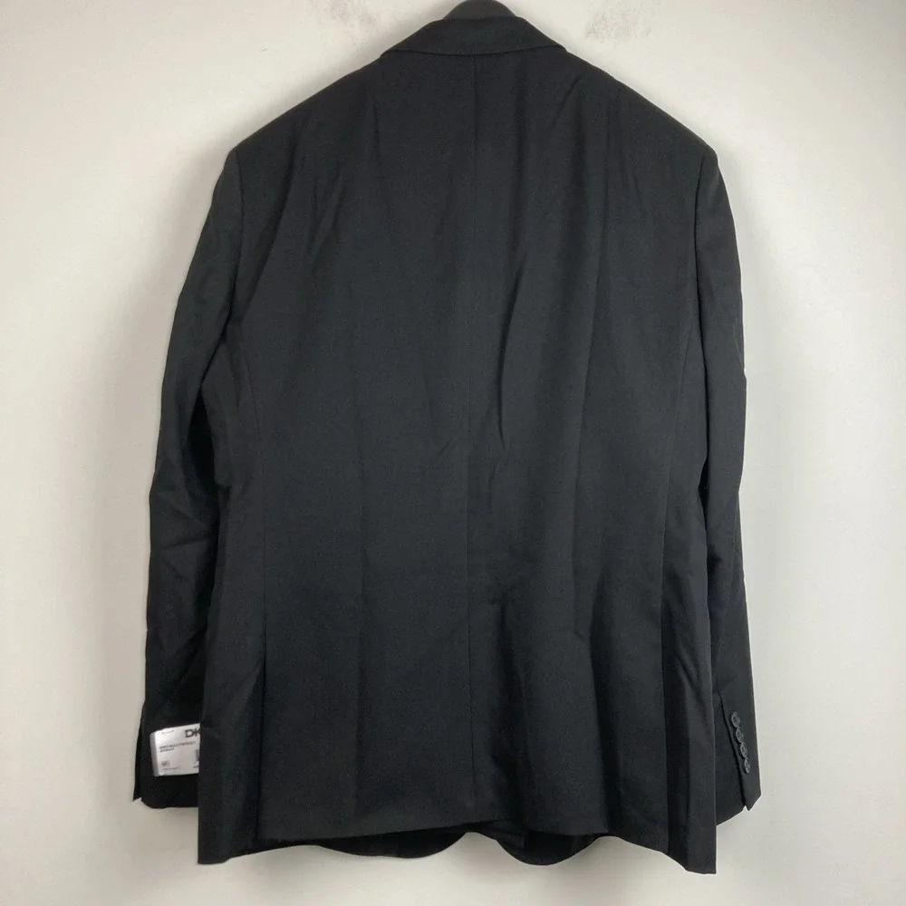 DKNY Men's Modern Fit Nested 2-piece Suit Black 46R Pants 39Wx32L